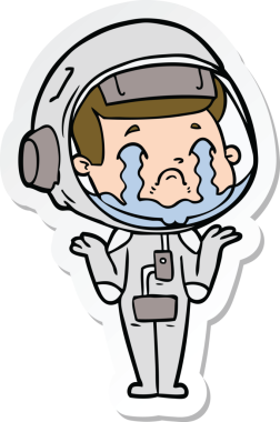 Bir insan tarafından çizilmiş ağlayan bir astronotun çıkartması.