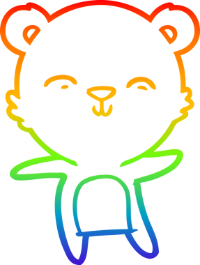 Bir insan tarafından çizilmiş mutlu bir kutup ayısının gökkuşağı gradyanı çizimi