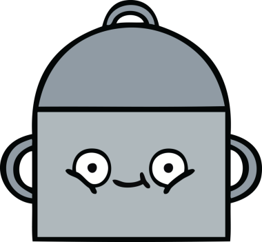 Bir insan tarafından çizilmiş güzel bir yemek tenceresi karikatürü.