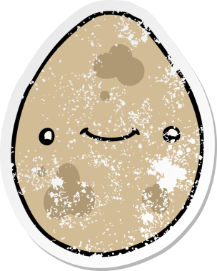 Bir insan tarafından çizilmiş karikatür yumurtasının sıkıntılı etiketi.