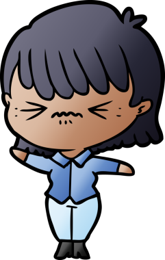 Bir insan tarafından çizilmiş kızgın çizgi film kızı.