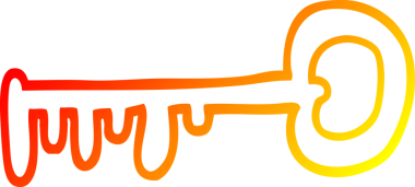 Bir insan tarafından çizilmiş metal bir anahtarın sıcak gradyan çizimi