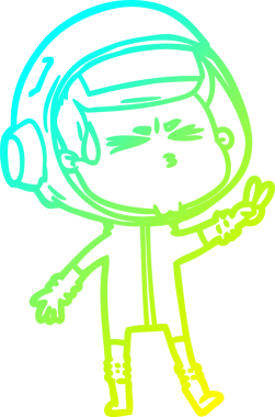 Bir insan tarafından çizilen soğuk gradyan çizgi çizimi stresli astronot