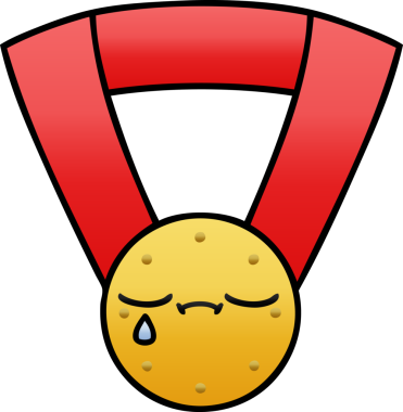 Bir insan tarafından çizilmiş altın madalyanın gölgelenmiş karikatürü.