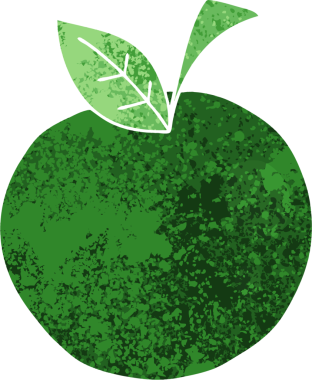 Bir insan tarafından çizilmiş retro illüstrasyon tarzı tuhaf çizgi film elması