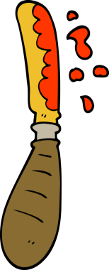 Karikatür reçeli bir insan tarafından çizilmiş bıçak yayıyor.