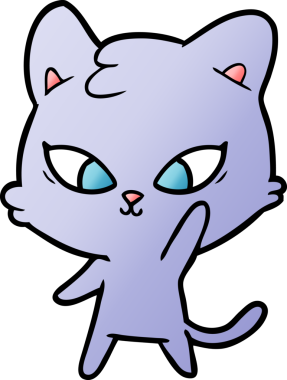 Bir insan tarafından çizilmiş sevimli çizgi film kedisi.
