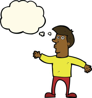 Bir insan tarafından çizilmiş düşünce balonlu endişeli bir adam.