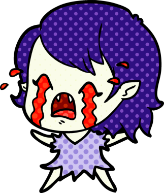 Bir insan tarafından çizilmiş ağlayan vampir kız çizgi filmi.