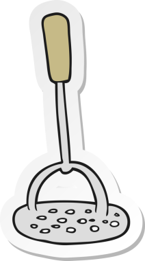 Bir insan tarafından çizilmiş patates ezicisinin çıkartması.