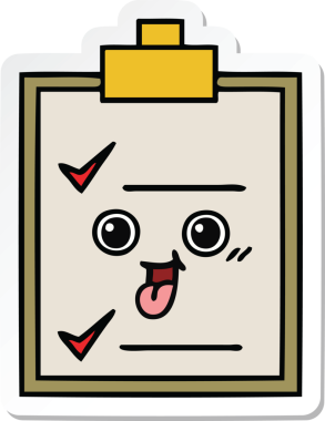 Bir insan tarafından çizilmiş şirin bir karikatür kontrol listesinin etiketi