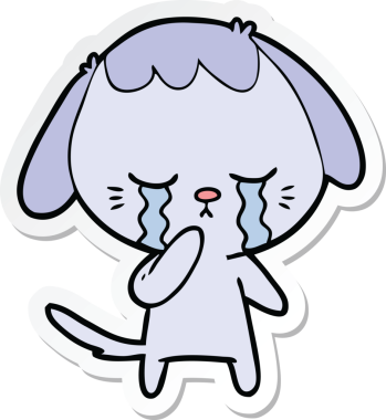 Bir insan tarafından çizilmiş ağlayan bir köpeğin çıkartması.