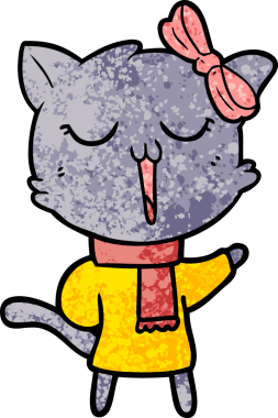 Bir insan tarafından çizilmiş çizgi film kedisi.