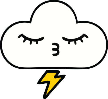 Bir insan tarafından çizilmiş güzel bir gök gürültüsü bulutu karikatürü