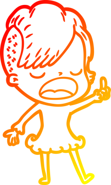 Bir insan tarafından çizilmiş havalı bir hippi kızın sıcak çizgi çizimi.