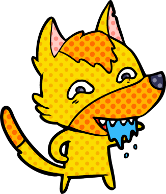 Aç tilki çizgi film karakteri bir insan tarafından çizilmiş.