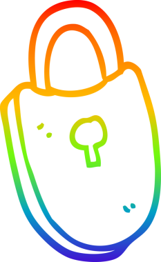 gökkuşağı gradyan çizgi çizimi bir insan tarafından çizilmiş kilitlenmiş asma kilit