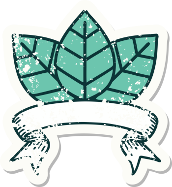 Bir insan tarafından çizilmiş yaprak sancağı olan eski bir etiket