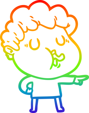 Gökkuşağı gradyan çizgi çizimi bir insan tarafından çizilen bir karikatür adamın