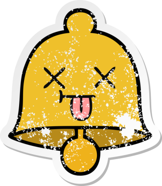 Bir insan tarafından çizilmiş sevimli bir çanın sıkıntılı çıkartması.