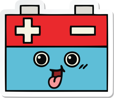 Bir insan tarafından çizilmiş şirin bir araba aküsünün çıkartması.