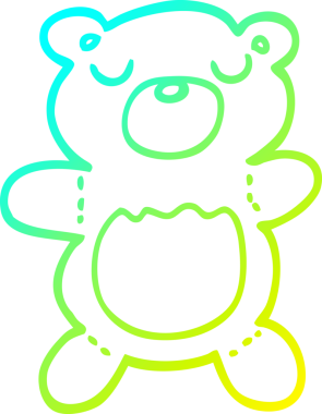 Bir insan tarafından çizilmiş bir oyuncak ayının soğuk çizgi çizimi.