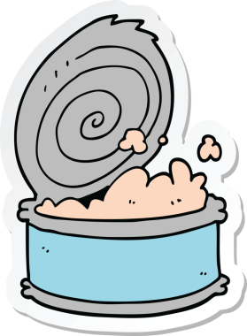 Bir insan tarafından çizilmiş konserve balık etiketi.