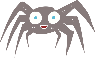 Bir insan tarafından çizilen örümceğin düz renk çizimi