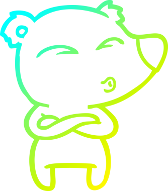 Bir insan tarafından çizilmiş ıslık çalan bir ayının soğuk çizgi çizimi.