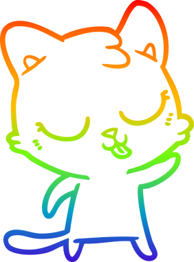 Gökkuşağı gradyan çizgi çizimi Bir insan tarafından çizilmiş bir çizgi kedi tıslama