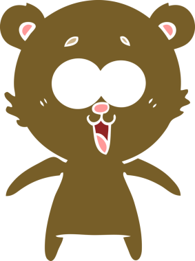 Bir insan tarafından çizilmiş gülen ayıcık düz renkli çizgi film.