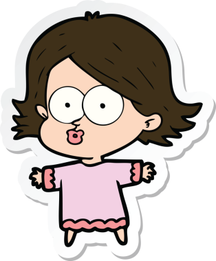 Bir insan tarafından çizilmiş somurtkan bir çizgi film kızının çıkartması.