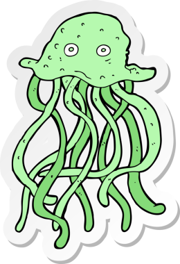 Bir insan tarafından çizilmiş ahtapotun çıkartması.