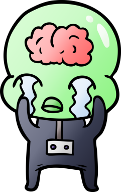 Bir insan tarafından çizilmiş koca beyinli bir uzaylı ağlaması.