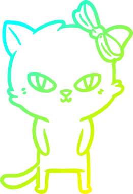 Bir insan tarafından çizilmiş bir çizgi film kedisinin soğuk gradyan çizgisi.