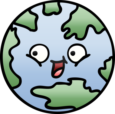 Bir insan tarafından çizilmiş bir gezegenin gölgelenmiş karikatürü.