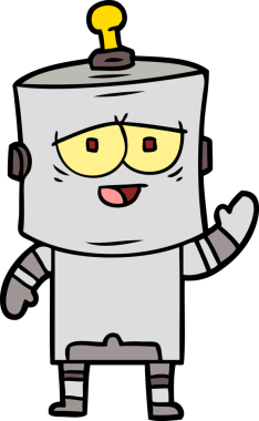 Bir insan tarafından çizilmiş çizgi film robotu