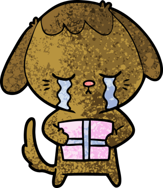 Bir insan tarafından çizilmiş ağlayan bir köpek.