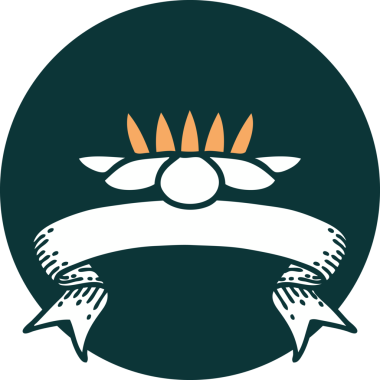 bir insan tarafından çizilmiş bir nilüfer çiçeğinin pankartıyla dövme biçimi simgesi