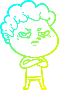 Bir insan tarafından çizilmiş kızgın bir adamın soğuk çizgi çizimi.