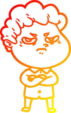 Bir insan tarafından çizilmiş kızgın bir adamın sıcak çizgi çizimi.