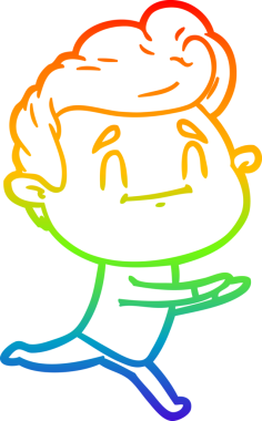 Gökkuşağı gradyan çizgi çizimi bir insan tarafından çizilmiş bir çizgi film adamı