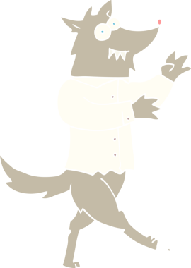 Bir insan tarafından çizilmiş düz renk çizim kurtadam.