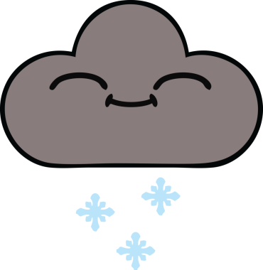 Bir insan tarafından çizilmiş mutlu bir kar bulutunun sevimli karikatürü.