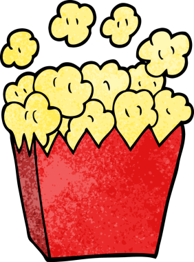 Bir insan tarafından çizilmiş çizgi film patlamış mısırı.