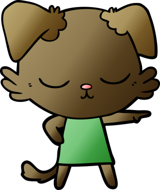 Bir insan tarafından çizilmiş şirin bir çizgi film köpeği.