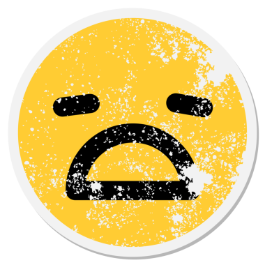 bir insan tarafından çizilmiş depresif yüz dairesel etiketi