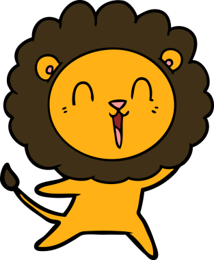 Bir insan tarafından çizilmiş gülen aslan çizgi filmi.