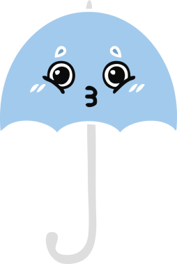 Bir insan tarafından çizilmiş düz renkli bir şemsiye.