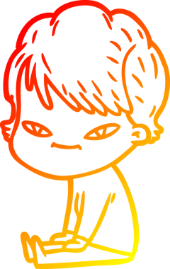 Bir insan tarafından çizilmiş mutlu bir kadının çizgi çizimi.